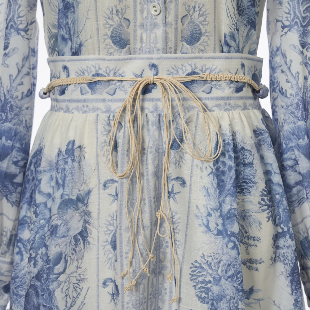 Slim vacation long sleeve shirt long printing skirt a set