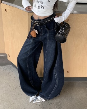 Loose wide leg long pants mopping jeans for women