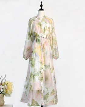 Printing fashion shirt European style long dress