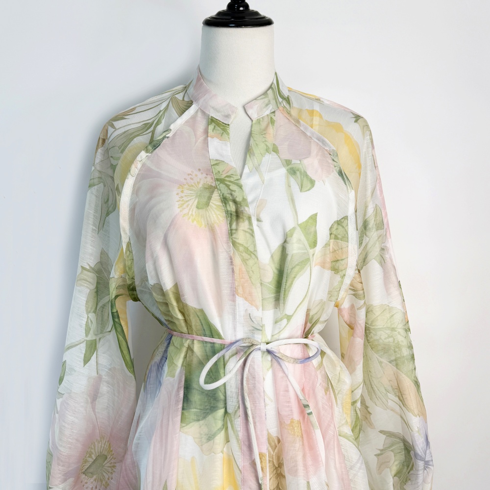 Printing fashion shirt European style long dress