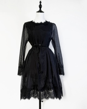 Lace printing short light luxury elegant dress