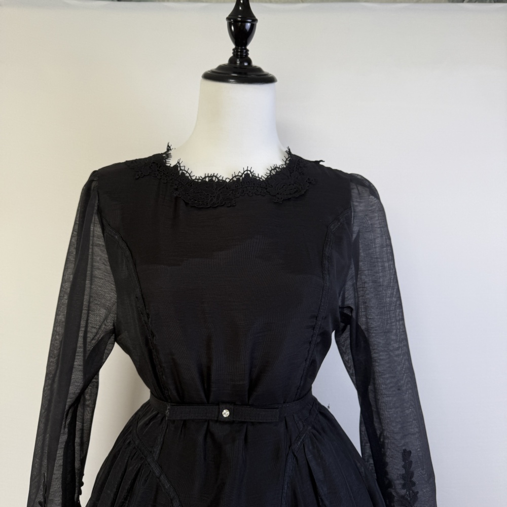 Lace printing short light luxury elegant dress