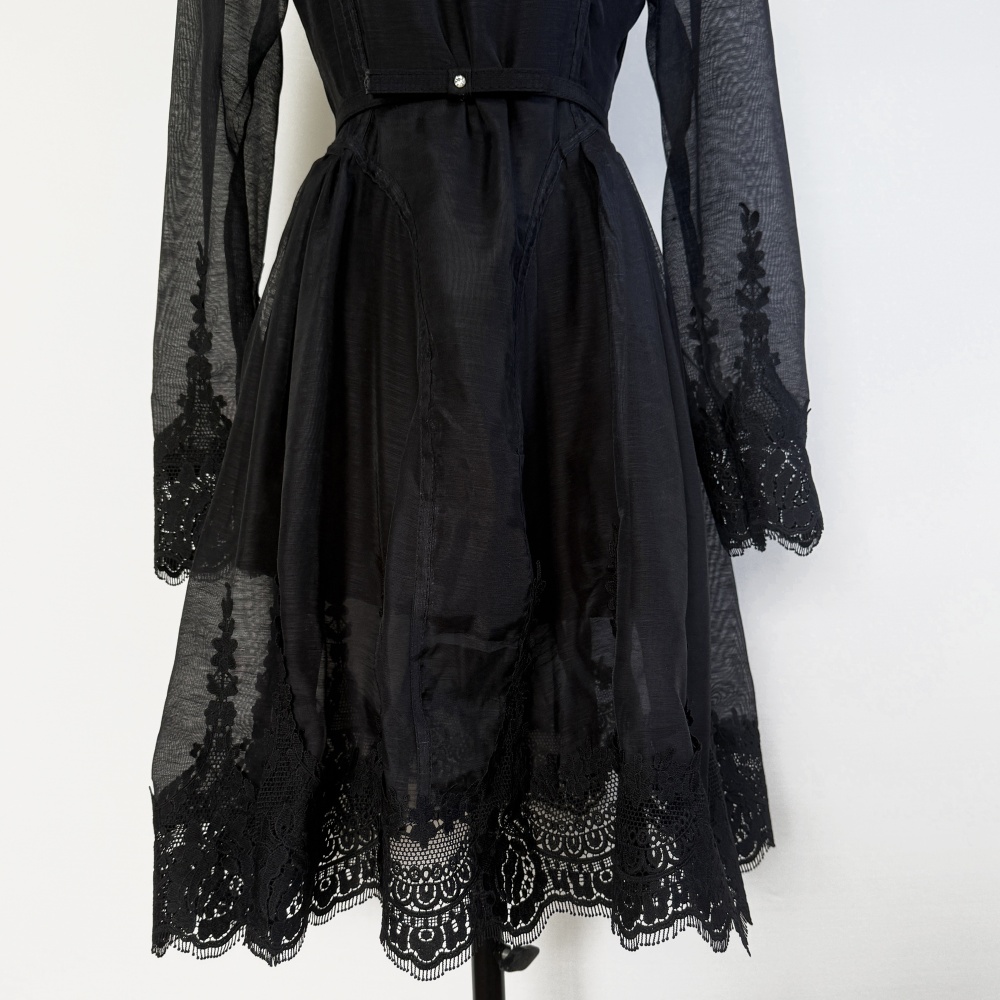 Lace printing short light luxury elegant dress