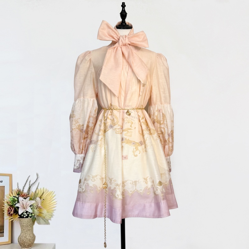 Bubble France style court style lantern sleeve dress