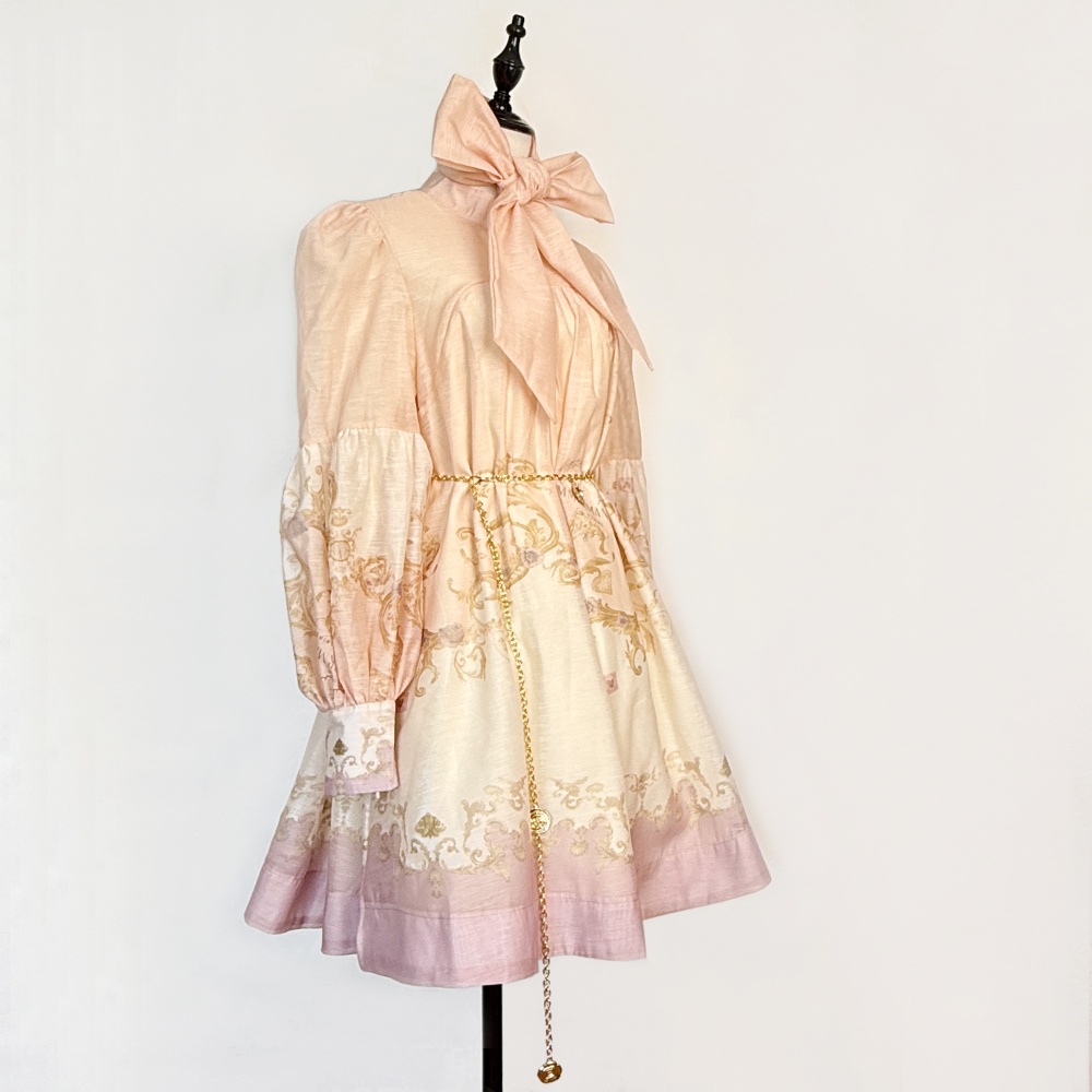 Bubble France style court style lantern sleeve dress