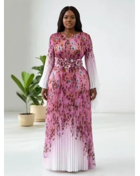 Stereoscopic printing flowers European style dress