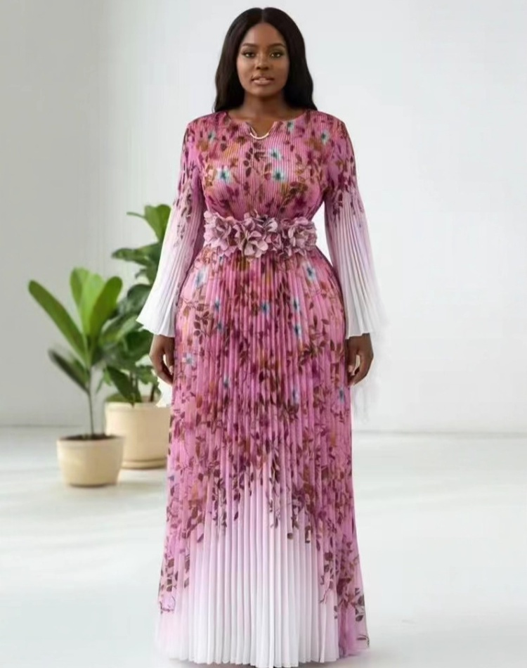 Stereoscopic printing flowers European style dress