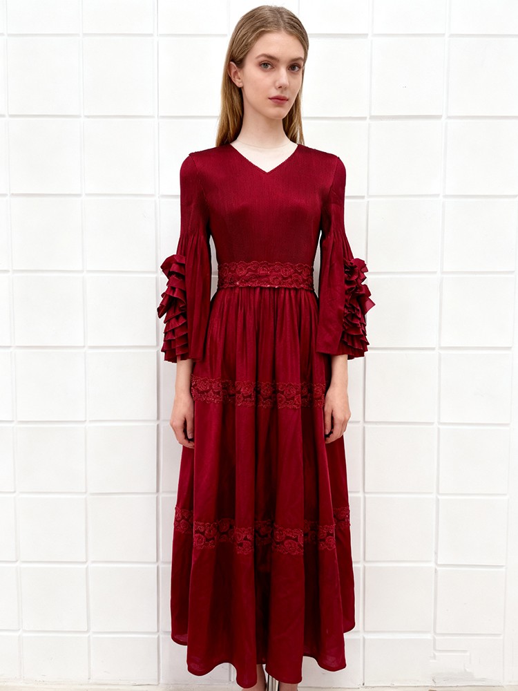 European style Bohemian style hollow embroidery dress
