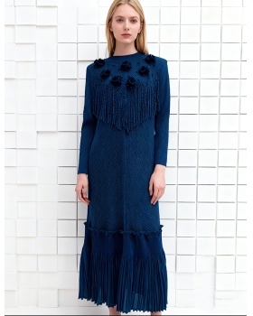 European style fold flowers decoration dress for women