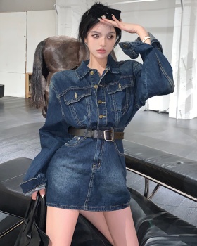 Denim temperament dress slim T-back for women