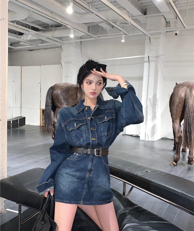 Denim temperament dress slim T-back for women