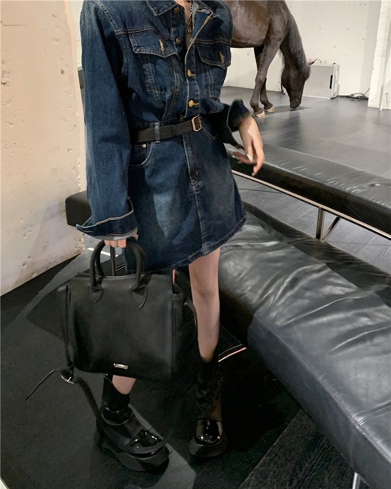 Denim temperament dress slim T-back for women