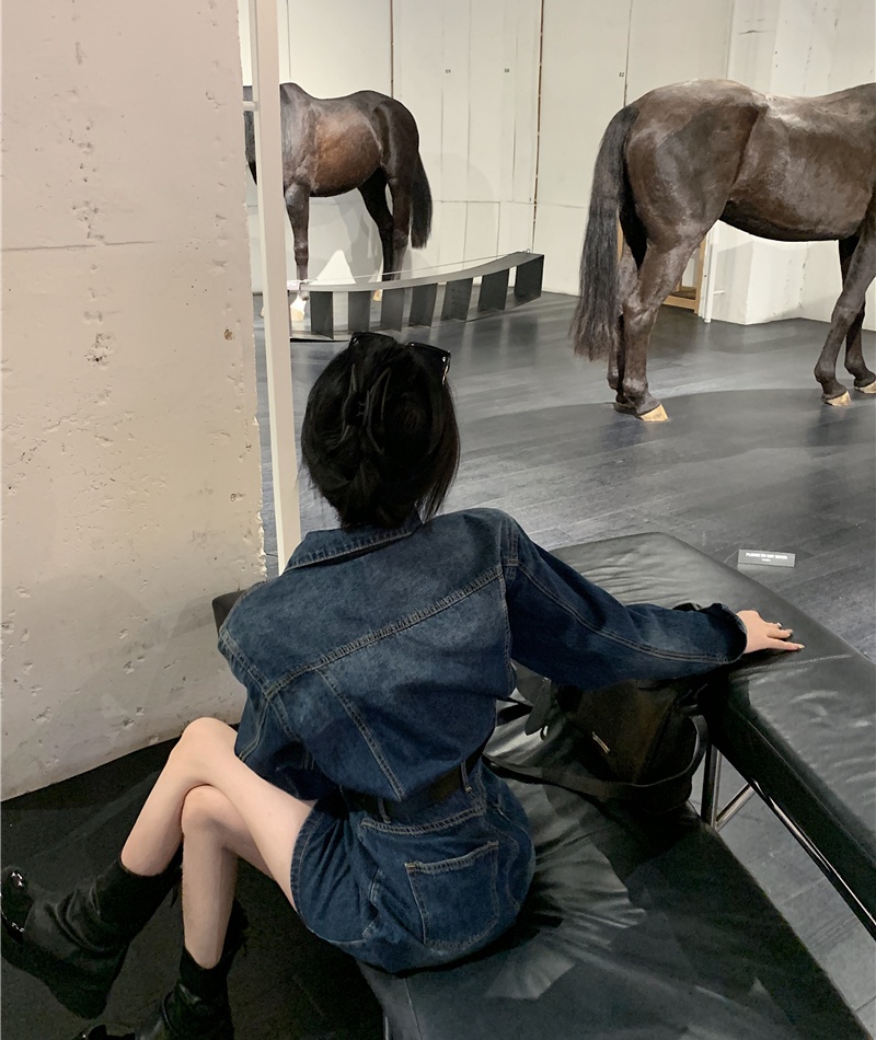 Denim temperament dress slim T-back for women