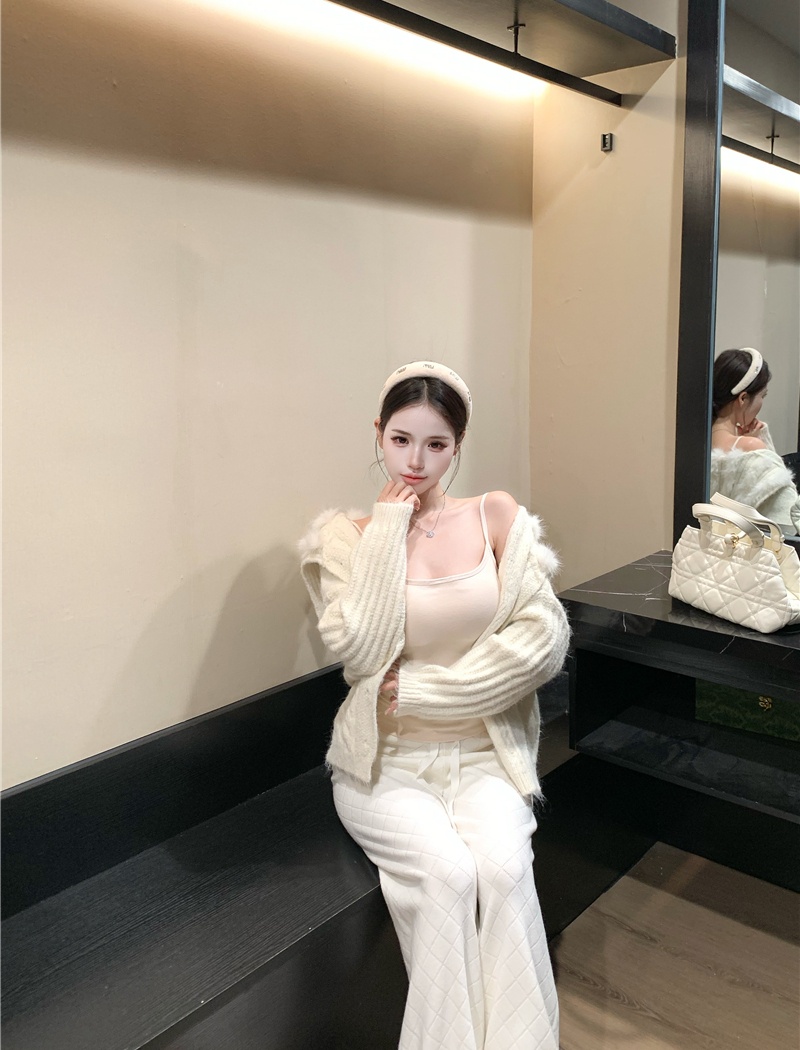 Elmo knitted coat navy collar sweater