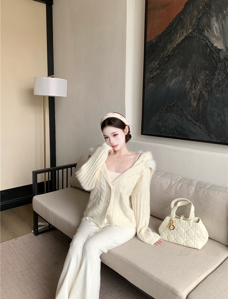 Elmo knitted coat navy collar sweater