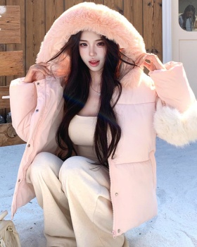 Thermal pink coat hooded cotton coat for women