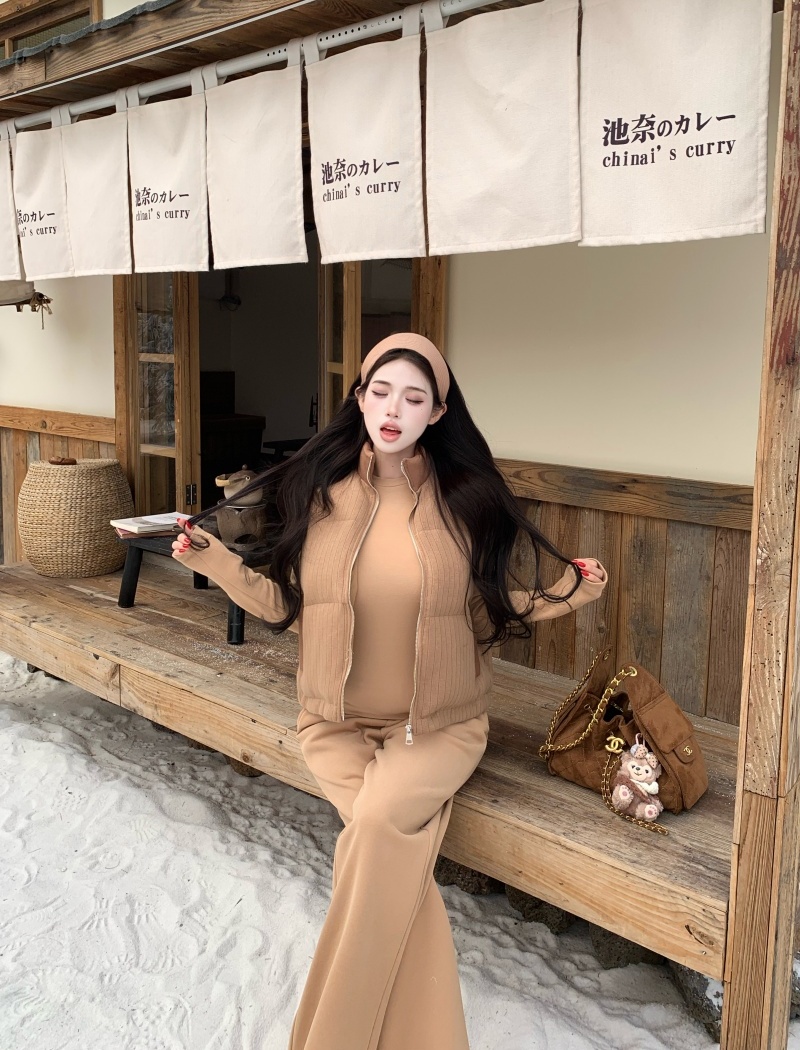 Bottoming tops knitted waistcoat 3pcs set for women