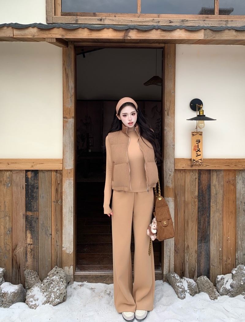 Bottoming tops knitted waistcoat 3pcs set for women