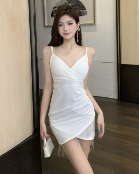 Short tassels decoration bottoming package hip dress