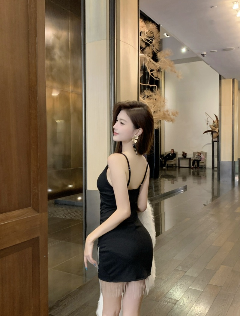 Short tassels decoration bottoming package hip dress