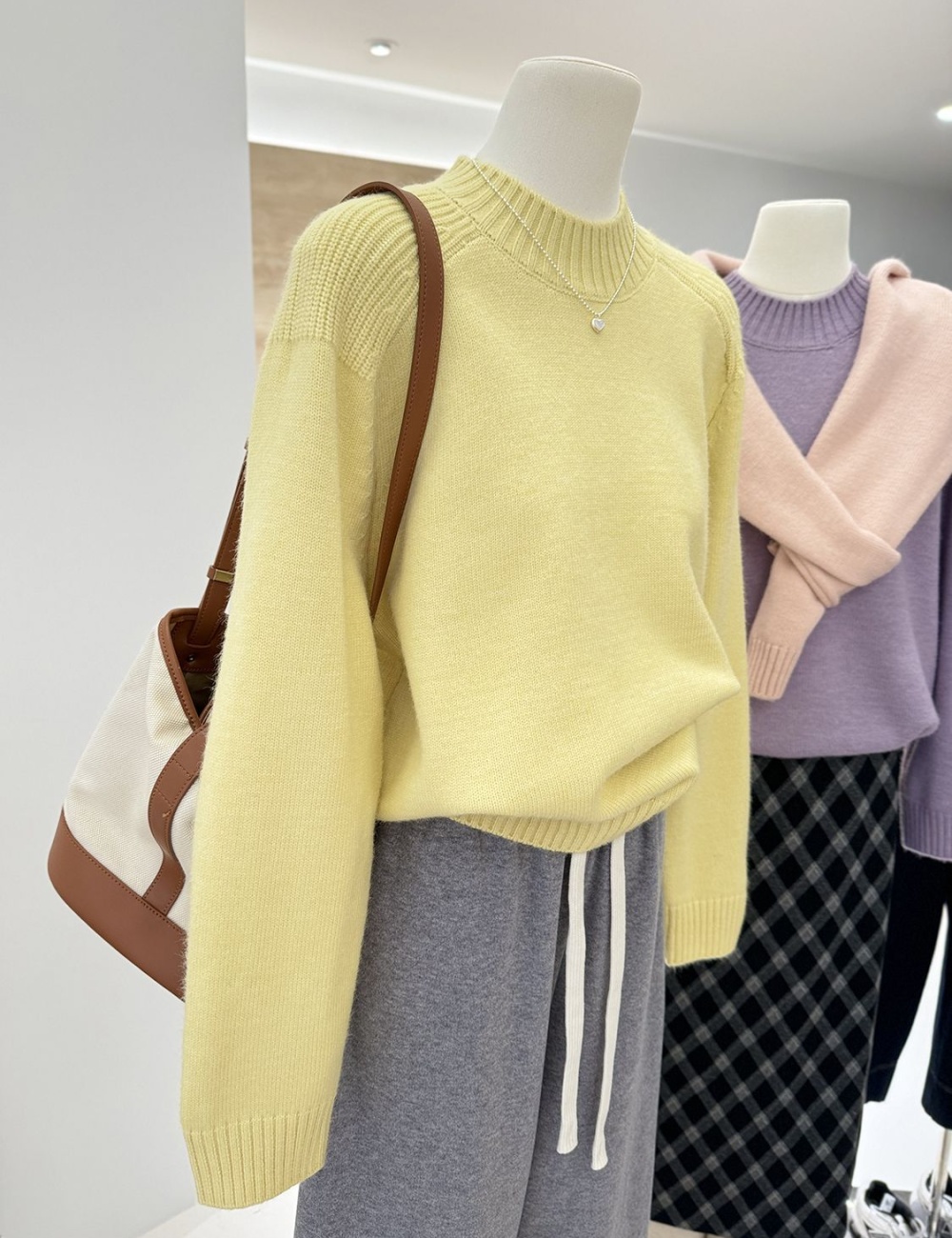 Western style tops half high collar sweater for women