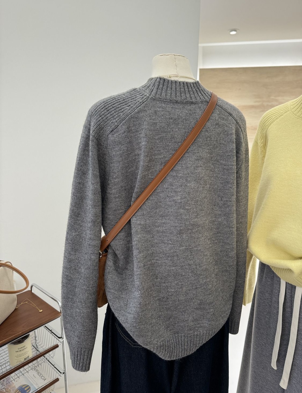 Western style tops half high collar sweater for women