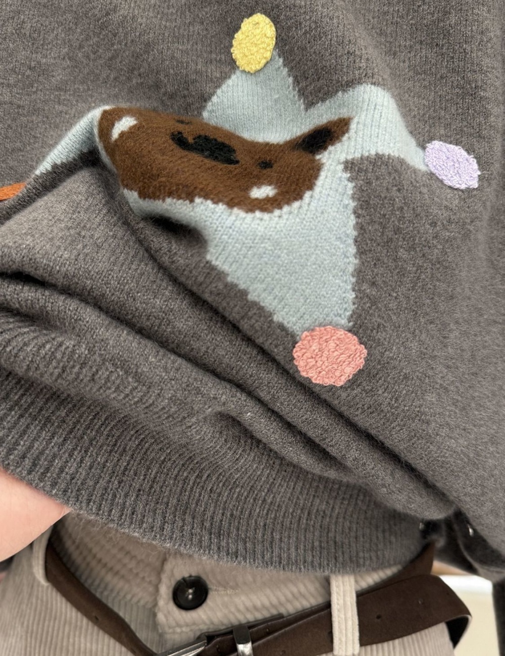 Round neck loose knitted star cartoon sweater for women