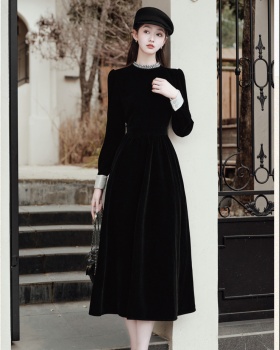Autumn and winter dress velvet formal dress for women