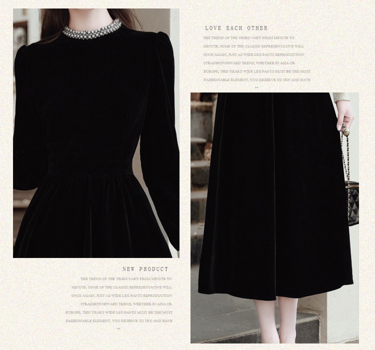 Autumn and winter dress velvet formal dress for women
