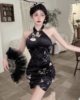 Bottoming elasticity cheongsam halter dress