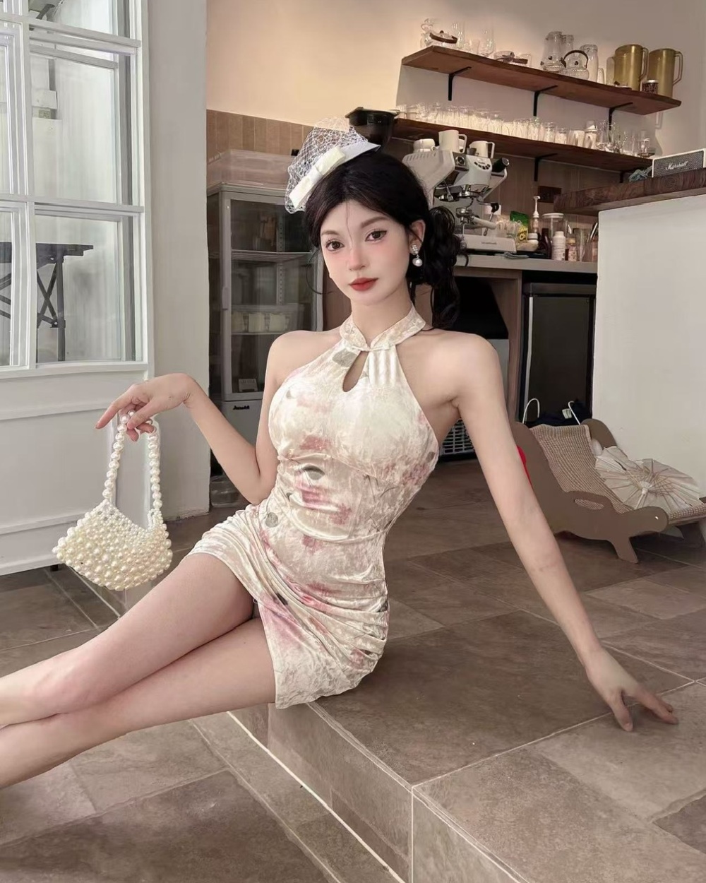 Bottoming elasticity cheongsam halter dress