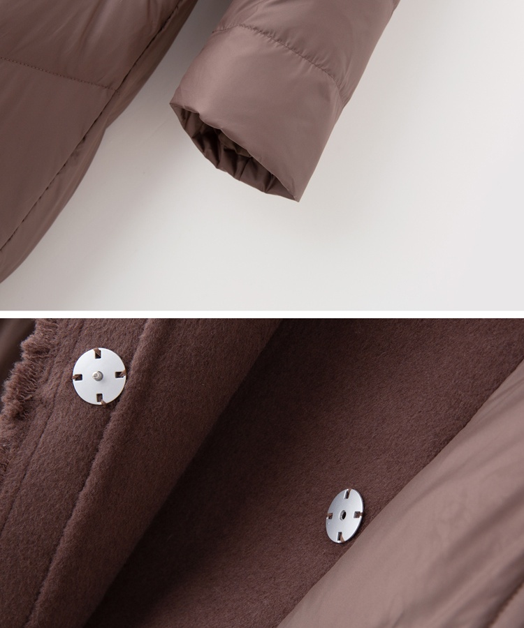 Temperament duck down cashmere splice simple tassels down coat