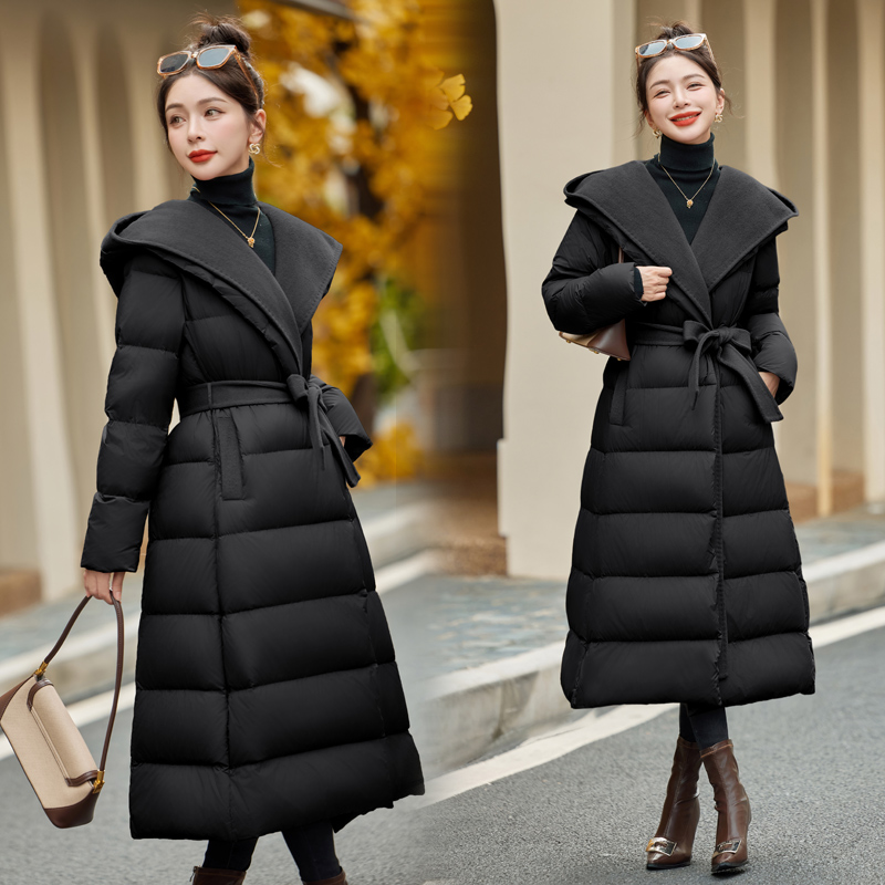 Winter removable temperament cashmere down coat