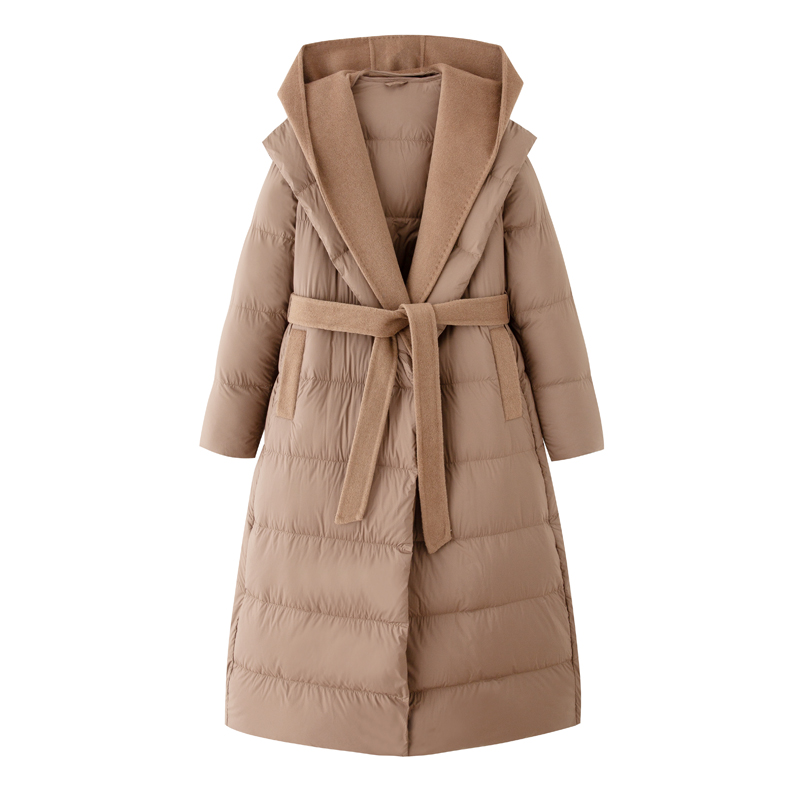 Winter removable temperament cashmere down coat