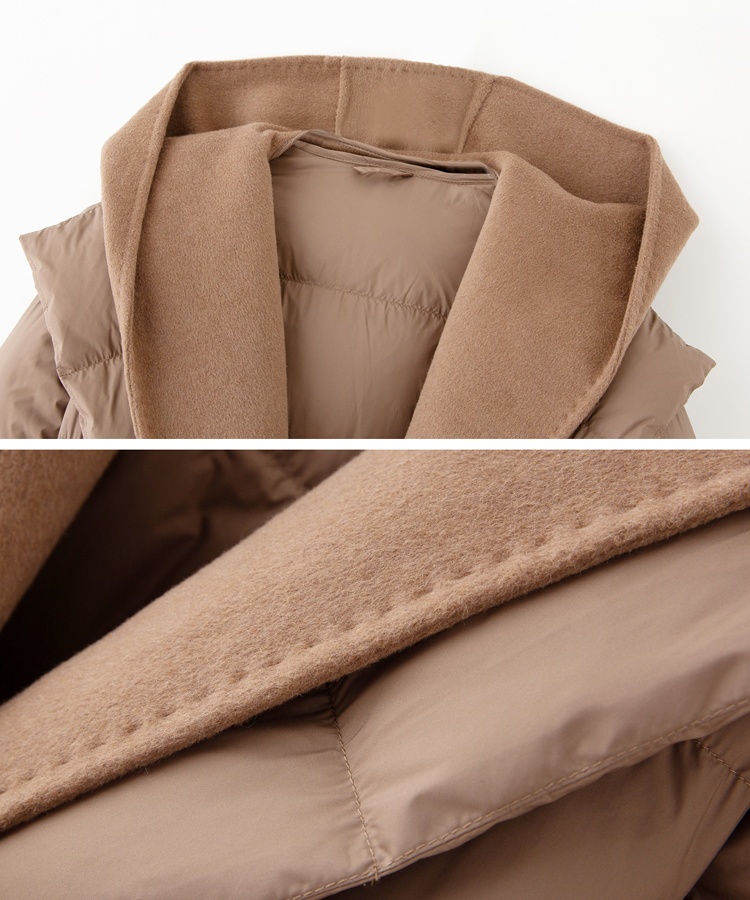 Winter removable temperament cashmere down coat