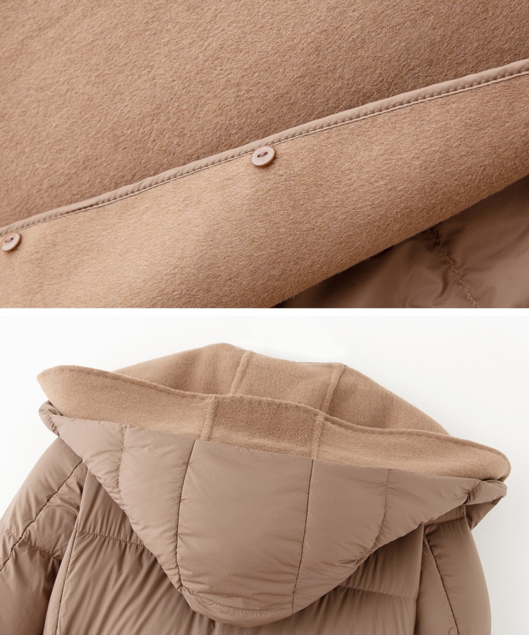 Winter removable temperament cashmere down coat