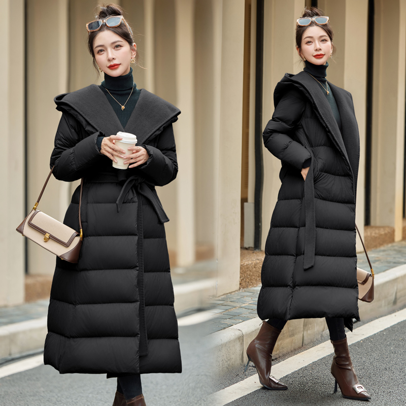 Winter removable temperament cashmere down coat