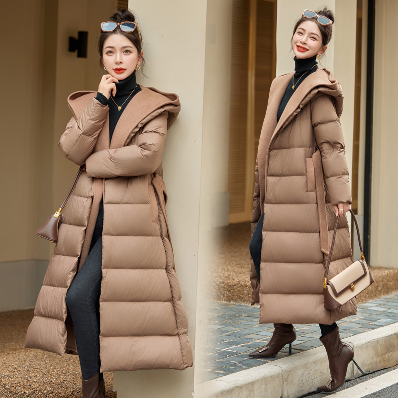 Winter removable temperament cashmere down coat