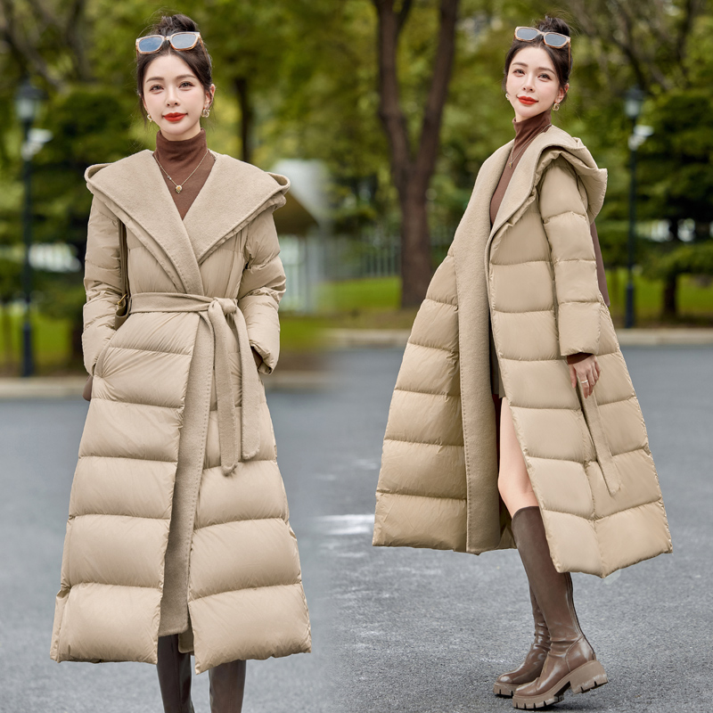Winter removable temperament cashmere down coat