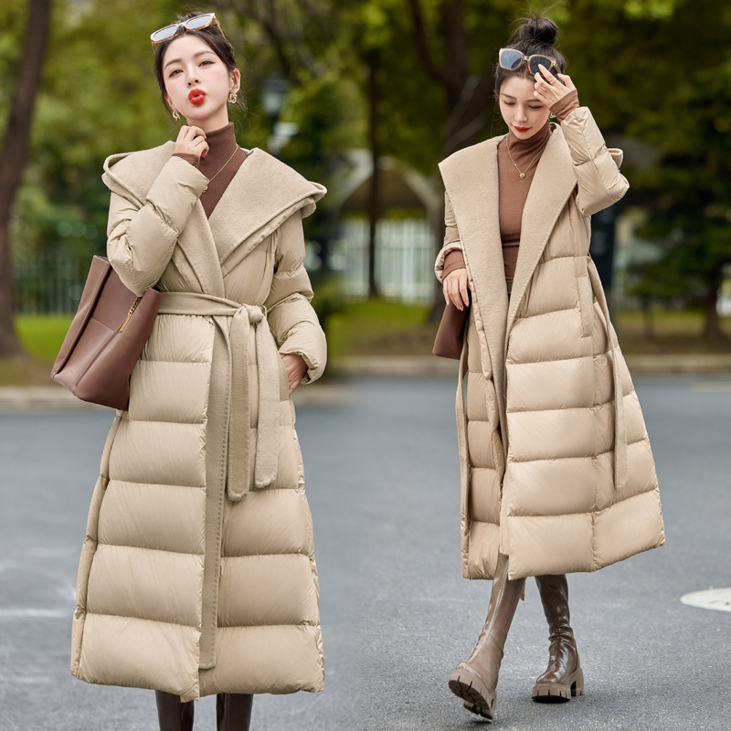 Winter removable temperament cashmere down coat