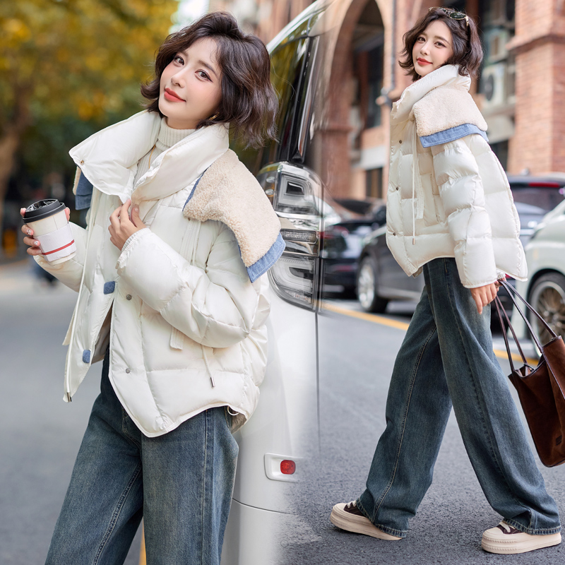 Splice all-match denim winter down coat