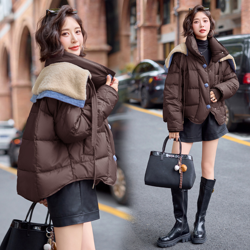 Splice all-match denim winter down coat