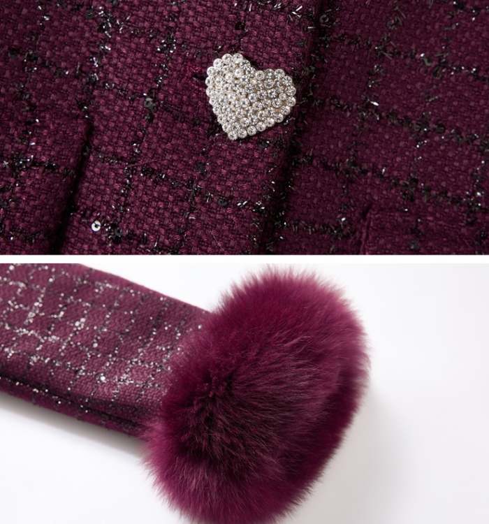 Thick plus velvet winter fox fur woolen down skirt 2pcs set