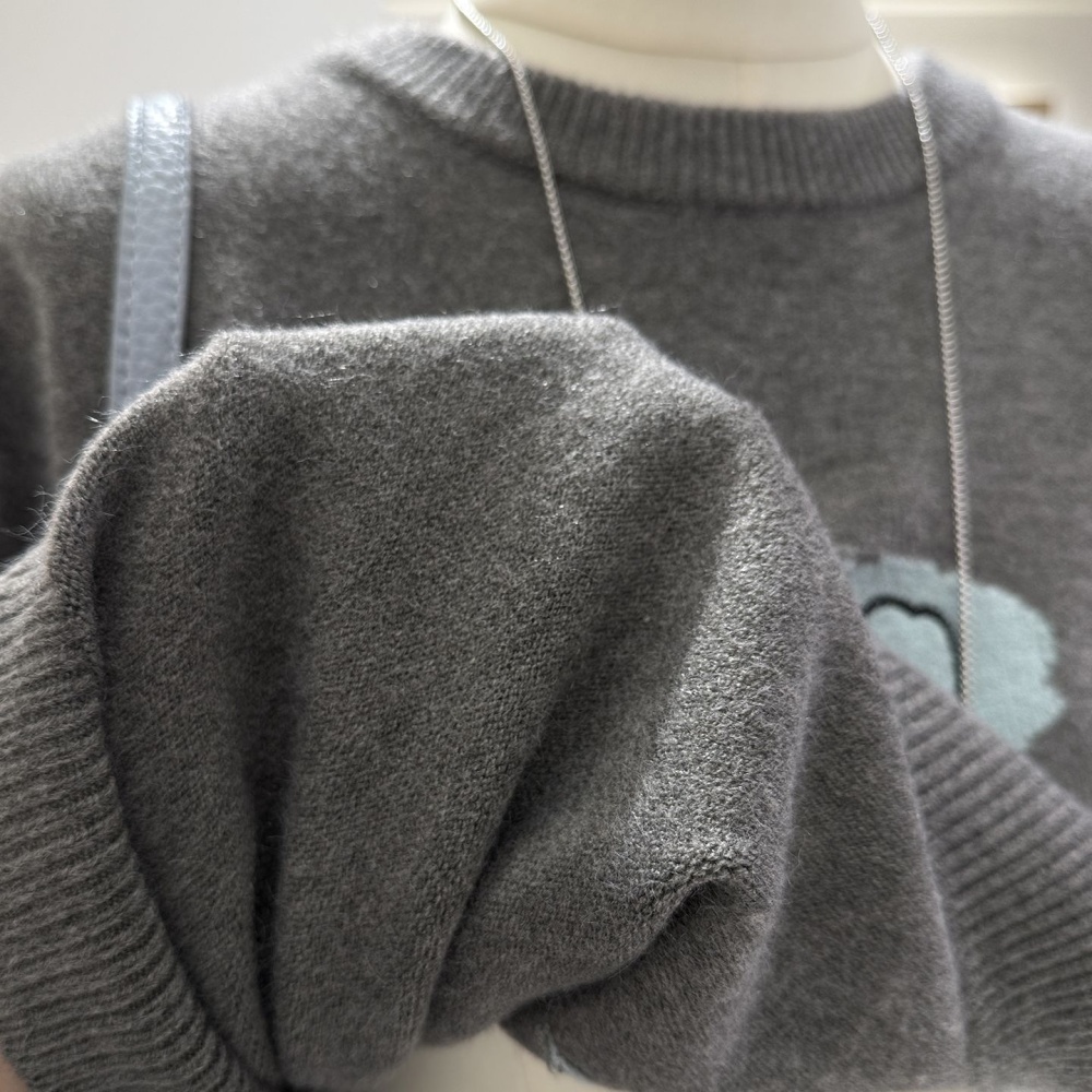 Cubs loose jacquard pullover sweater for women