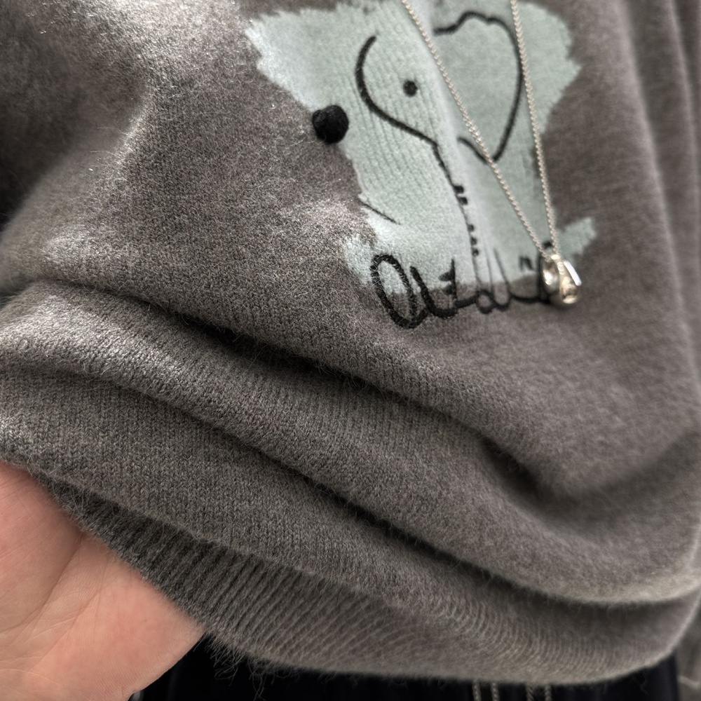 Cubs loose jacquard pullover sweater for women