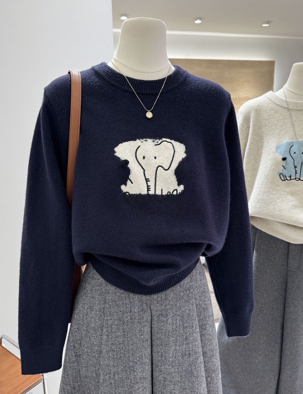 Cubs loose jacquard pullover sweater for women