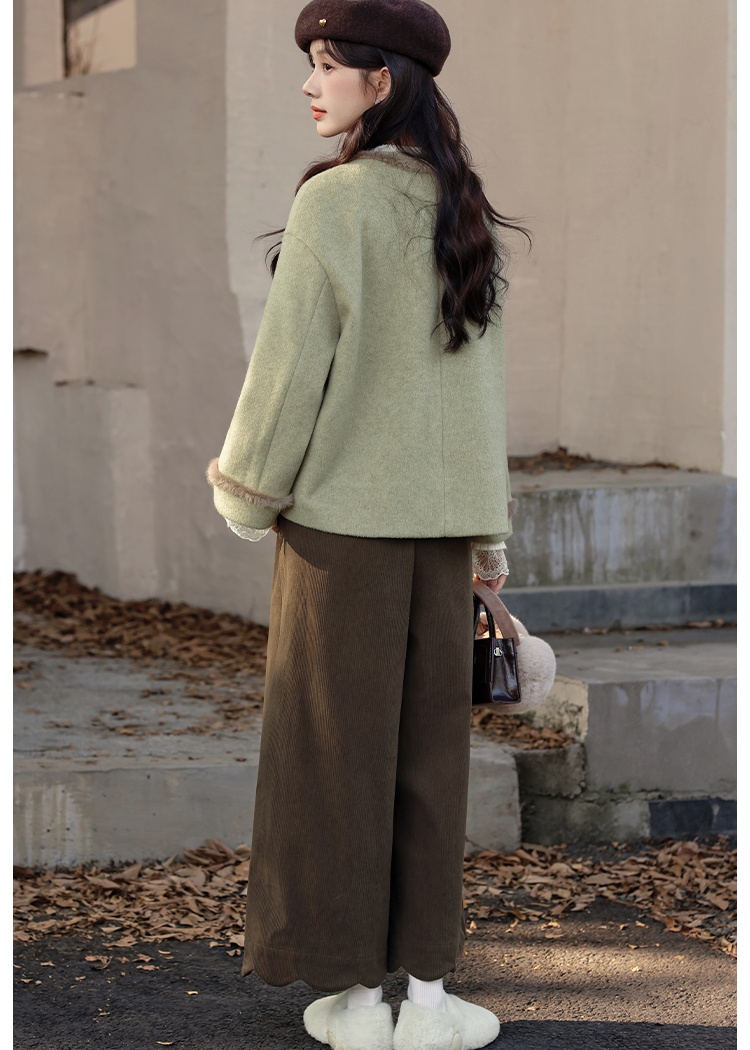 Thick short clip cotton retro woolen coat for women