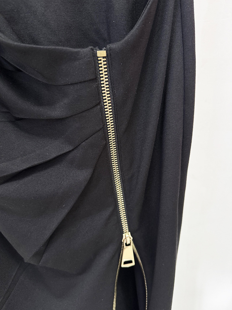 Sleeveless elasticity long dress zip long dress