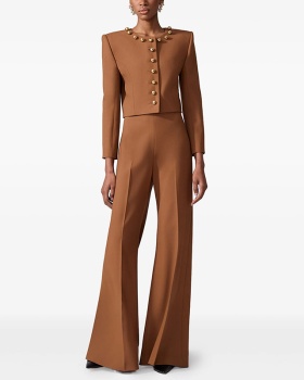 Buckle decoration simple fashion jacket 2pcs set