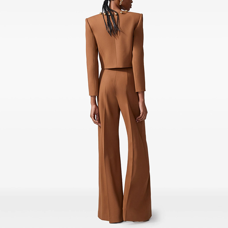 Buckle decoration simple fashion jacket 2pcs set